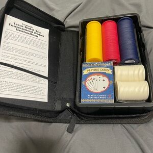 Texas Hold ‘em Poker Chip Set with Playing Cards in Black Case